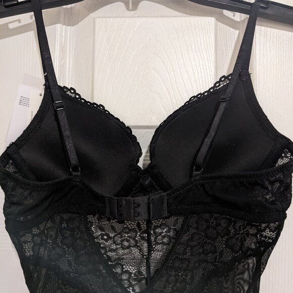 Black Lace Push-Up Thong Bodysuit H&M women's size 34A - Picture 2 of 10
